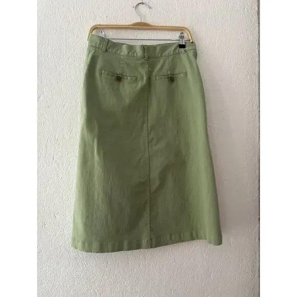 Christopher & Banks Women's Green Stretch Button Front Knee Length Skirt Size 4 - Picture 8 of 15
